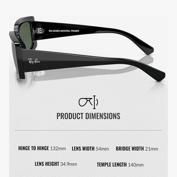 Ray-Ban Kiliane Bio-Based Black w/ Dark Grey Lens Square Sunglasses RB4395 - Picture 12 of 14